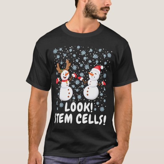 Steam Cell Snowman Christmas Science T-Shirt (Vorderseite)