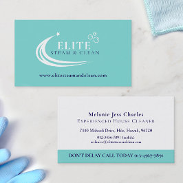 Steam Cleaning Business aqua blue white Visitenkarte