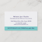 Steam Cleaning Business aqua blue white Visitenkarte (Rückseite)