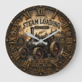 Steam Engine Vintage Steampunk Tractor Große Wanduhr (Vorderseite)