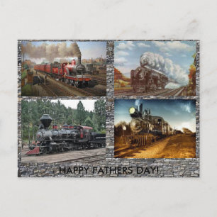 Steam Engines Fathers day card Postkarte