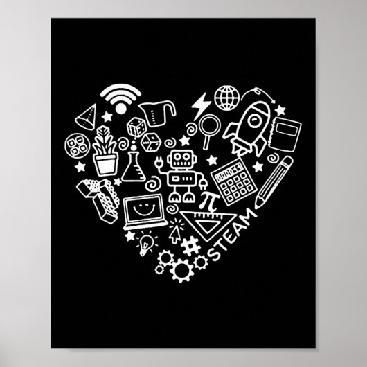Steam Heart Shape Stem Teacher Science Lover Byck Poster (Vorne)