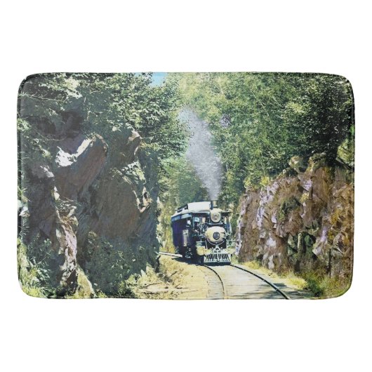 Steam Locomotive At Summit Cut, Green Mountain Badematte (Vorderseite)