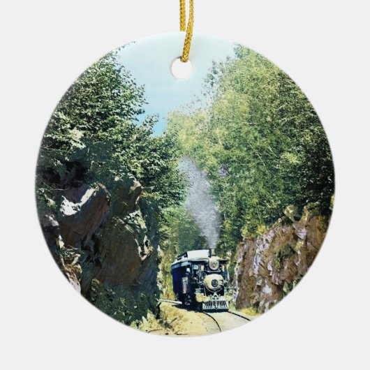 Steam Locomotive At Summit Cut, Green Mountain Keramik Ornament (Vorne)