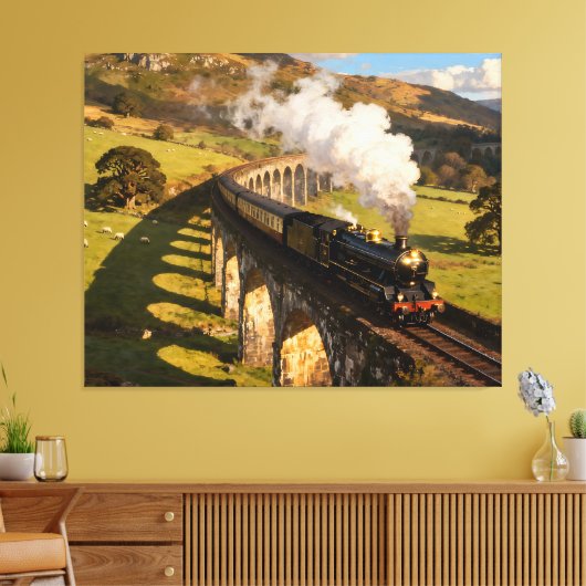 Steam Locomotive on Viaduct Leinwanddruck (Insitu (Wohnzimmer))