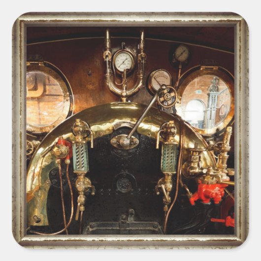 Steam Motor Cab Quadratischer Aufkleber (Vorderseite)