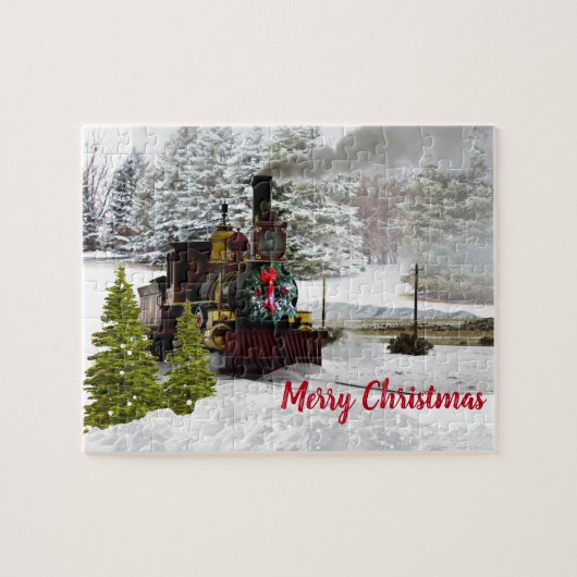 Steam Motor Locomotive Weihnachtspuzzle Puzzle (Horizontal)
