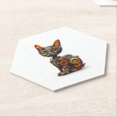 Steam Powered Purr � Steampunk Robot Cat Untersetzer (angewinkelt)