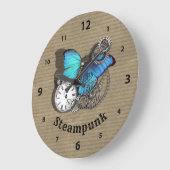 Steam Punk Blue Butterfly Pocket Design Große Wanduhr (Winkel)