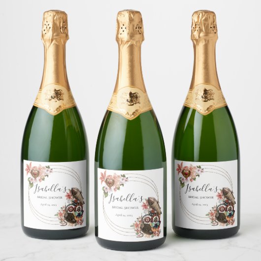Steam Punk Brautparty Schaumweinetikett (Flaschen)