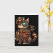 Steam Punk Cat Kitten Kitty Steampunk Karte (Gelbe Blume)