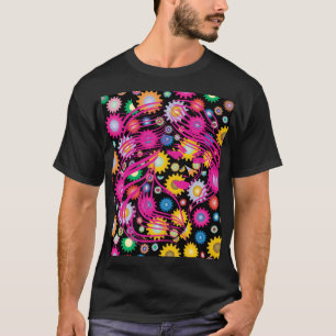 Steam Punk Frau auf farbenfrohen Gänsen Männer Mod T-Shirt