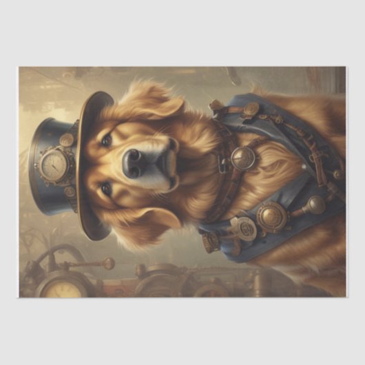 Steam Punk Golden Retriever Gewebe/Decodipage Papi Seidenpapier (Vorderseite)