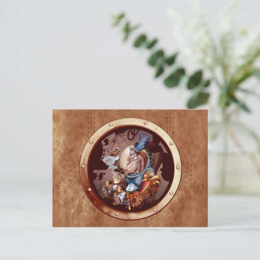 Steam Punk Space Chimp Portal Postcard Postkarte (Stehend Vorderseite)