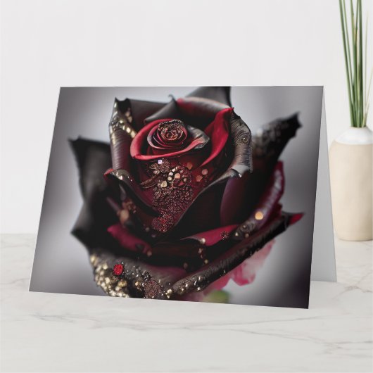 Steam Punk Verziert Black Rose Karte (Vorderseite)