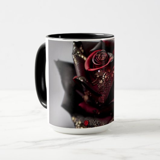 Steam Punk Verziert Black Rose Tasse (Vorderseite Links)