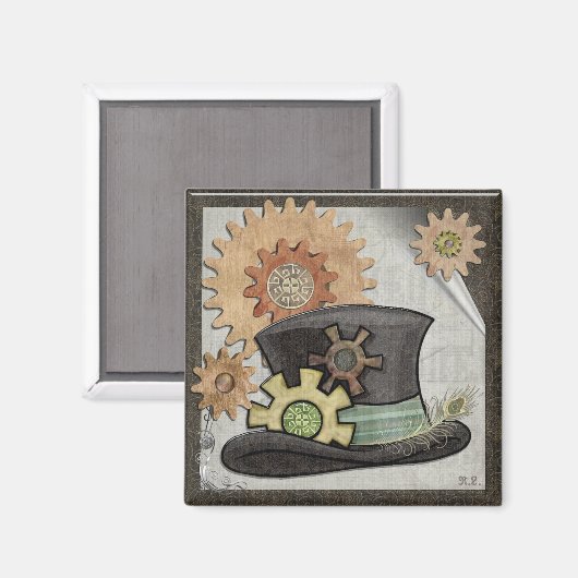 Steam Sass Steampunk Mixed Media Magnet (Vorderseite/Rückseite)