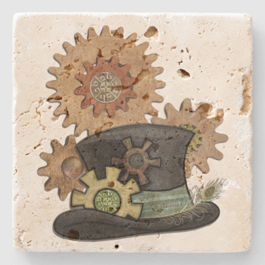 Steam Sass Steampunk Mixed Media Steinuntersetzer (Vorderseite)