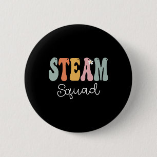 Steam Squad Retro Groovy Vintag Happy First Day O Button