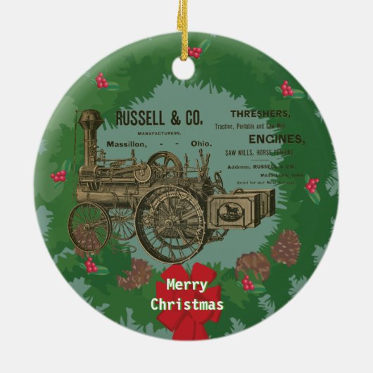 Steam Traction Motor 1889 Russell und Company Keramik Ornament (Hinten)