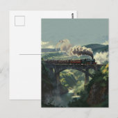 Steam Train Bridge - Painterly Style Landscape Art Postkarte (Vorne/Hinten)