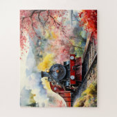 Steam Train Dreams Landscape Watercolour Artwork j Puzzle (Vertikal)