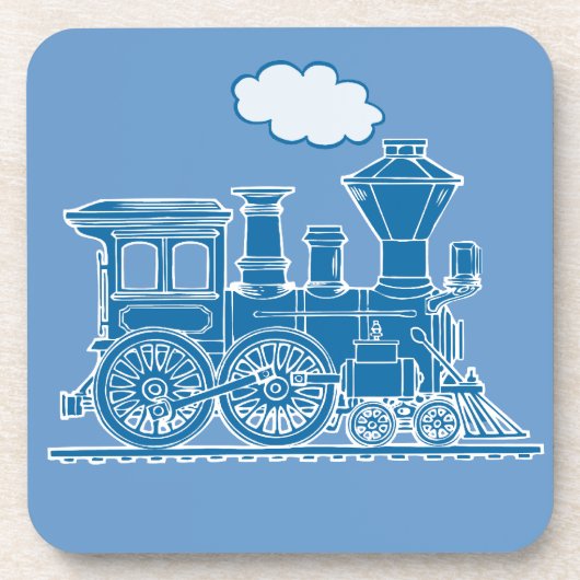 Steam Train loco blue graphic art Untersetzer 6 Se (Vorderseite)
