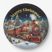 Steam Train Man's Christmas Party 9" Pappteller (Vorderseite)
