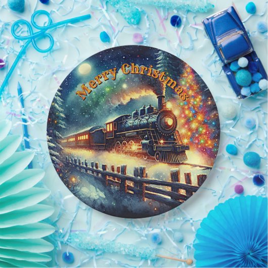 Steam Train Man's Christmas Party Pappteller (Party)