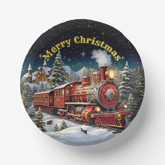 Steam Train Man's Christmas Party Pappteller (Vorderseite)