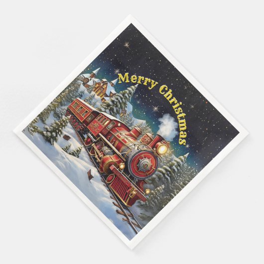 Steam Train Man's Christmas Party Serviette (Ecke)