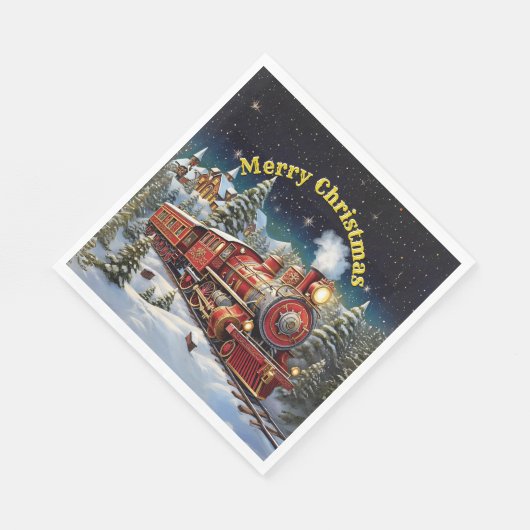 Steam Train Man's Christmas Party Serviette (Ecke)