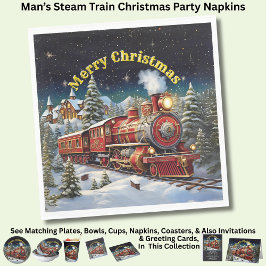Steam Train Man's Christmas Party Serviette