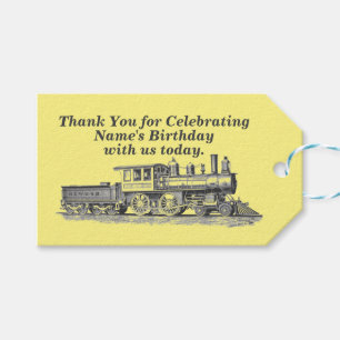 Steam Train Man's Geburtstagsparty Danke Geschenkanhänger