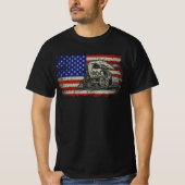 Steam Train Motor Railway on USA American Flag T-Shirt (Vorderseite)