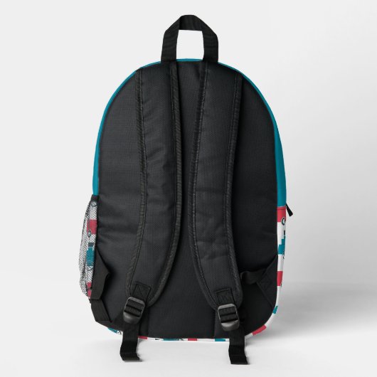 Steam Train Pattern Blue & Red Boy Bedruckter Rucksack (Rückseite)