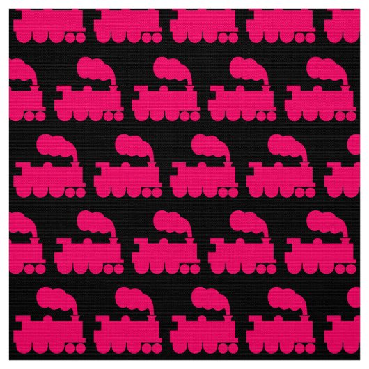 Steam Train Pattern - Neon Red on Black Stoff (Muster)