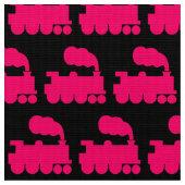Steam Train Pattern - Neon Red on Black Stoff (Nahaufnahme)