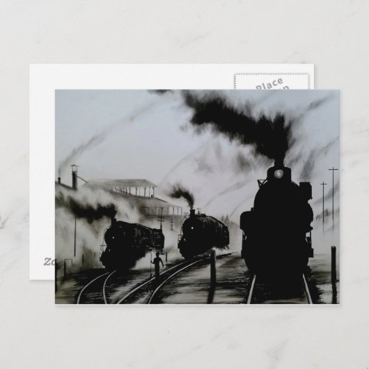 Steam-Train Postkarte (Vorne/Hinten)