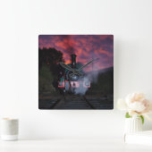 Steam Train Wall Clock Quadratische Wanduhr (Zuhause)