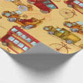 Steamampetransportmuster Geschenkpapier (Ecke)