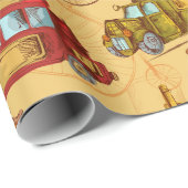 Steamampetransportmuster Geschenkpapier (Rolleneckpunkt)