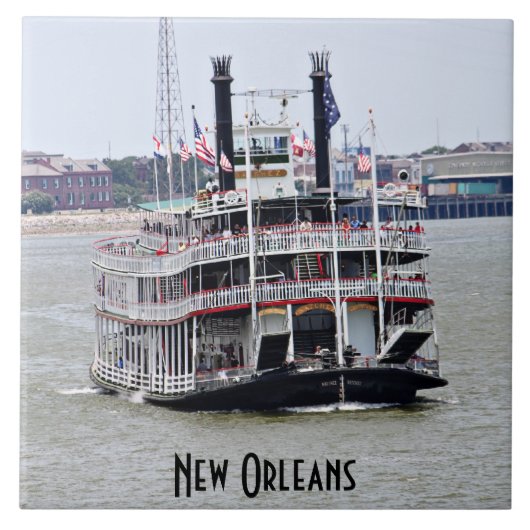 Steamboat auf dem Fluss Mississipi Fliese (Vorderseite)