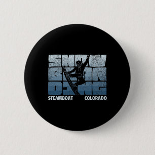 Steamboat Colorado Snowboarding Resort Vintag Snow Button