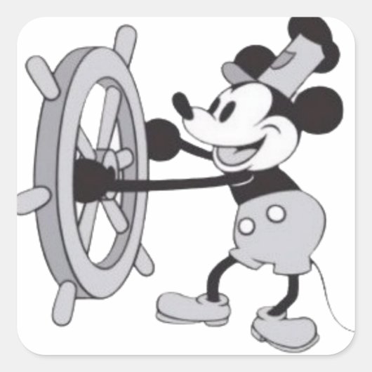 Steamboat Mickey Quadratischer Aufkleber (Vorderseite)
