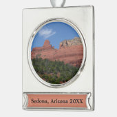 Steamboat Rock in Sedona Banner-Ornament Silber (Links)