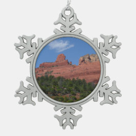 Steamboat Rock in Sedona Schneeflocken Zinn-Ornament