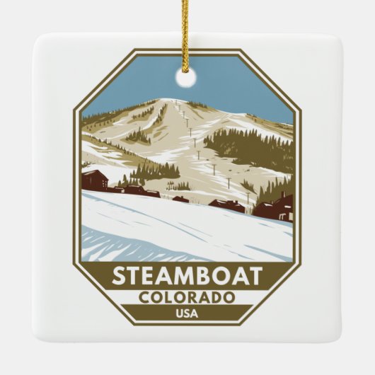 Steamboat Skigebiet Winter Colorado Keramikornament (Rückseite)
