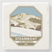 Steamboat Skigebiet Winter Colorado Steinuntersetzer (Vorderseite)