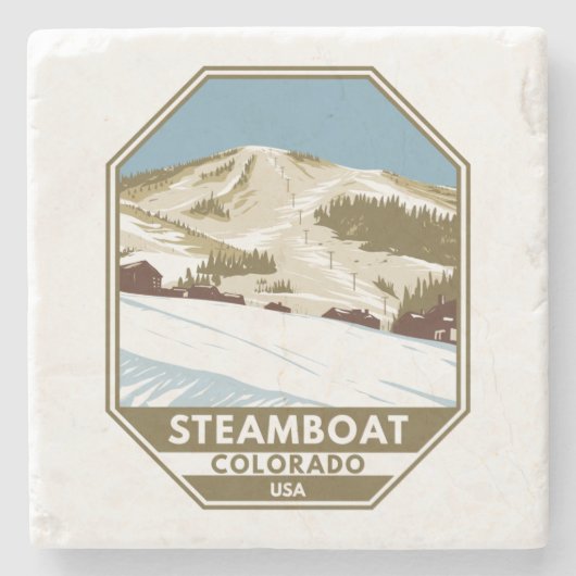 Steamboat Skigebiet Winter Colorado Steinuntersetzer (Vorderseite)